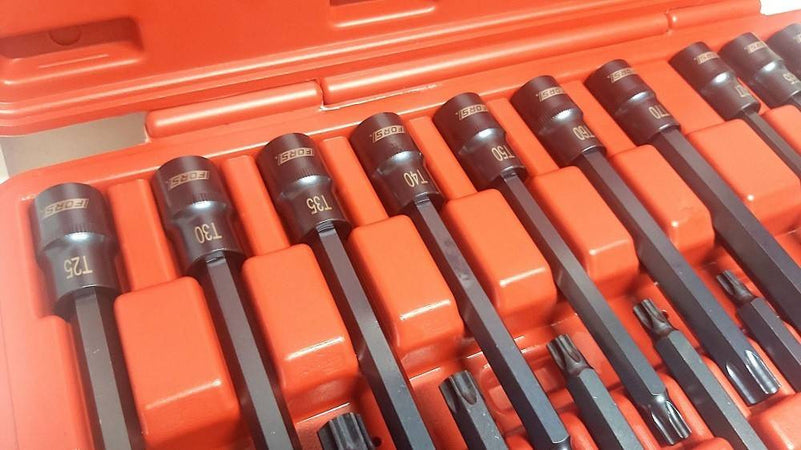 Kit 26 Pz Inserti Inserto Torx Chiavi Bussola 1/2 Lunghe Auto Meccanico Fs-43612