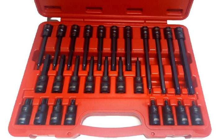 Kit 26 Pz Inserti Inserto Torx Chiavi Bussola 1/2 Lunghe Auto Meccanico Fs-43612