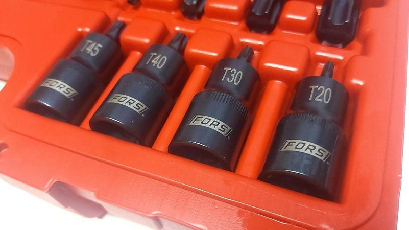 Kit 26 Pz Inserti Inserto Torx Chiavi Bussola 1/2 Lunghe Auto Meccanico Fs-43612
