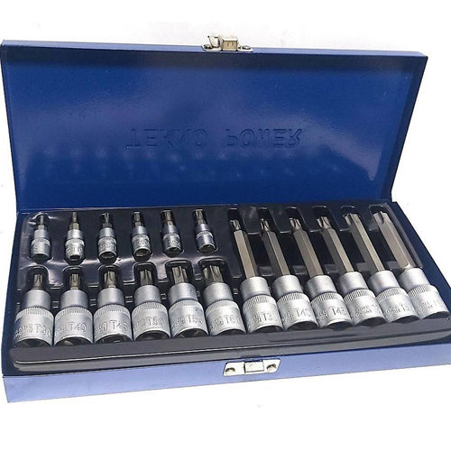Kit Set Inserti Chiavi 19 Pezzi Bussole Chiavi Torx Maschi 1/4 1/2 In Valigia