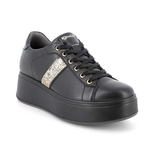 IGI&CO Sneakers donna con zeppa in pelle nera 4670600