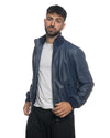 Bomber Uomo - Bomber Uomo Blu in vera pelle