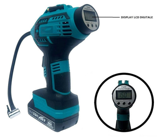 Compressore Aria Portatile Doppia Batteria Litio 36 V Digitale Ruote Auto Moto