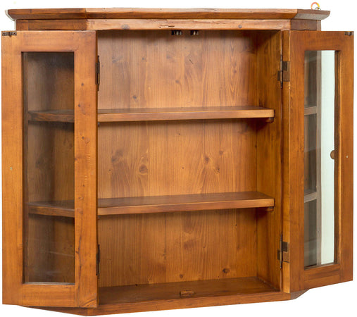 Biscottini Vetrinetta scantonata Biscottini 86x21x75 legno tiglio massello noce Made Italy