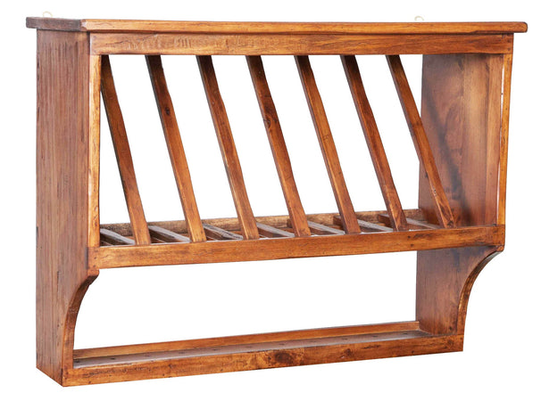 Biscottini Piattaia Country in legno massello di tiglio finitura noce L80xPR28xH60 cm. Made in Italy