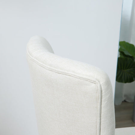 Poltrona Imbottita per Soggiorno e Sala pranzo in Stile Nordico, Poltroncina da Camera in Tessuto e Gambe in Legno - Bianco sedia salotto ufficio studio F839-189A