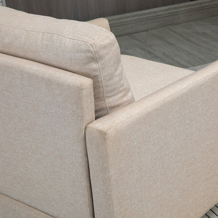 Poltrona Moderna in Tessuto Traspirante Effetto Lino con Tasca Interna, 80x85x88 cm, Beige poltroncina sedia soggiorno salotto camera ufficio studio F839-828V00BGA