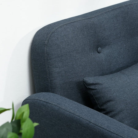 Divano 2 Posti con Rivestimento in Tessuto e 2 Cuscini, 135x74x82cm Blu Scuro soggiorno salotto ufficio studio F839-758V02DBA