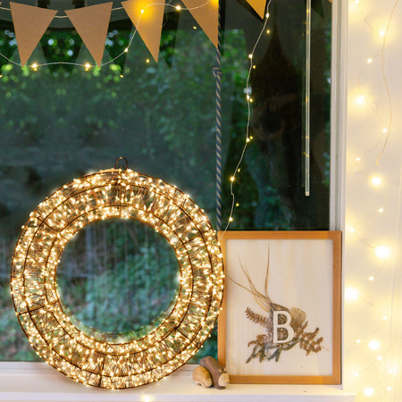 Corona di Natale luminosa a luce calda con effetto "Flashled Diamond" decorazione natalizia