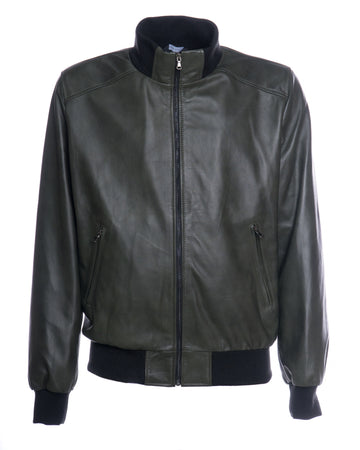 Bomber Uomo - Bomber Uomo Verde in vera pelle