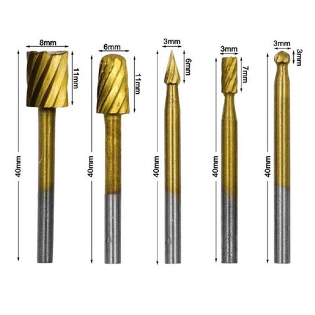 Set 10 Mini Frese Raspe In Acciaio Per Lavorazione Rifinitura Legno Codolo 3 Mm