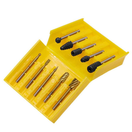 Set 10 Mini Frese Raspe In Acciaio Per Lavorazione Rifinitura Legno Codolo 3 Mm