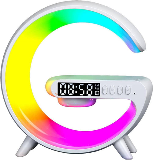 Lampada A Forma Di G Multicolor Con Cassa Speacker E Caricabatteria Ad Induzione