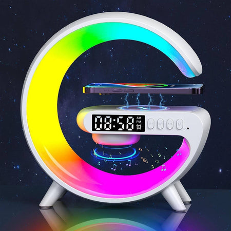 Lampada A Forma Di G Multicolor Con Cassa Speacker E Caricabatteria Ad Induzione