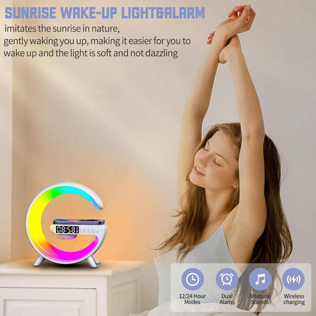Lampada A Forma Di G Multicolor Con Cassa Speacker E Caricabatteria Ad Induzione