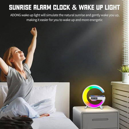 Lampada A Forma Di G Multicolor Con Cassa Speacker E Caricabatteria Ad Induzione