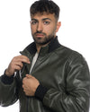 Bomber Uomo - Bomber Uomo Verde in vera pelle