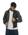 Bomber Uomo - Bomber Uomo Verde in vera pelle