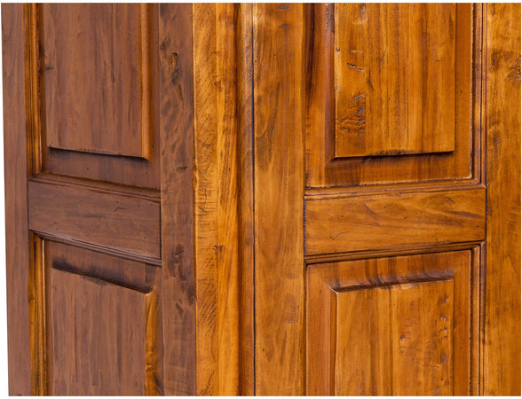 Biscottini Armadio Country in legno massello di tiglio finitura noce L100xPR50xH210 cm. Made in Italy