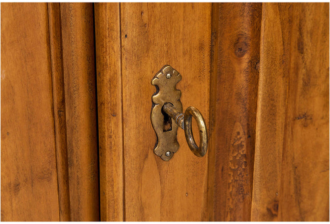 Biscottini Armadio Country in legno massello di tiglio finitura noce L100xPR50xH210 cm. Made in Italy