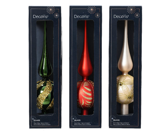 Puntale per albero di Natale con sfere in vetro decorazione e addobbo da 31 cm