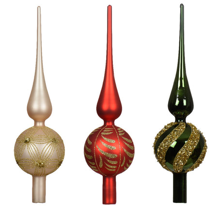 Puntale per albero di Natale con sfere in vetro decorazione e addobbo da 31 cm