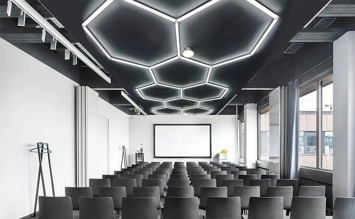 Luci Hexagon LED 210W Garage 8 Luce esagonale del negozio con bordo per workshop