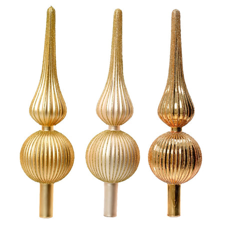 Puntale per albero di Natale con sfere in vetro oro decorazione e addobbo da 31 cm