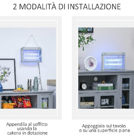 Zanzariera Elettrica Slim 2 Lampade UV LED 30W per Zanzare e Mosche senza sostanze chimiche