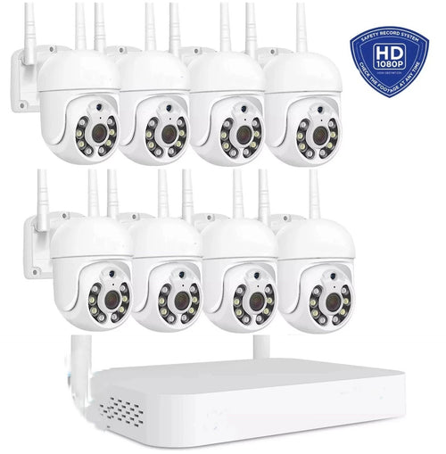 Kit Videosorveglianza NVR HD 1080p WIFI IP Camera 8 Telecamere PTZ Infrarossi