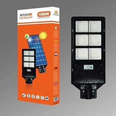 LAMPIONE STRADALE LED 1000W PANNELLO SOLARE LUCE CREPUSCOLARE E MOVIMENTO IP67