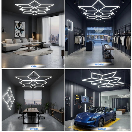 Luci Led Soffitto Poligonali Garage Lampada Diamante 16 Rombi 609w 6500K