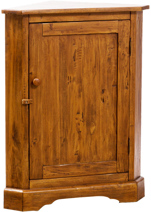 Biscottini Angoliera Country in legno massello di tiglio finitura noce L50xPR50xH92 cm. Made in Italy