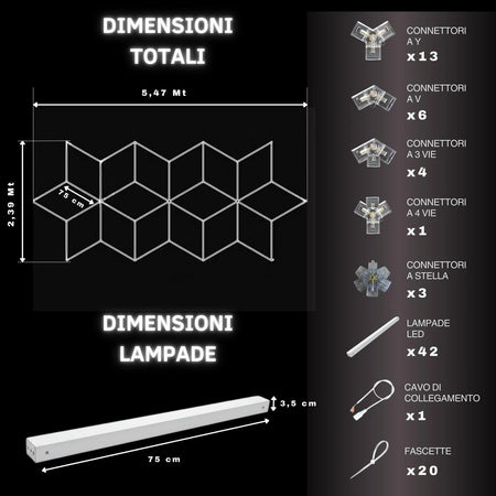 Luci Led Soffitto Poligonali Garage Lampada Diamante 16 Rombi 609w 6500K