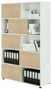 Mobile libreria alta ad ante scorrevoli in legno per ufficio cm. 120x35x190,6h