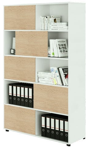 Mobile libreria alta ad ante scorrevoli in legno per ufficio cm. 120x35x190,6h