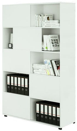 Mobile libreria alta ad ante scorrevoli in legno per ufficio cm. 120x35x190,6h