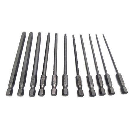 Set 11 Inserti Da T6 A T40 100mm Cacciaviti Torx Per Avvitatore Esagonale 1/4"