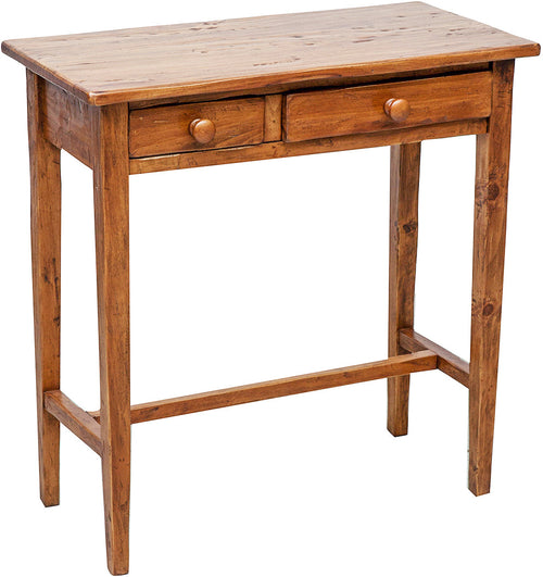 Biscottini Tavolino consolle Country in legno massello di tiglio finitura noce L73xPR36xH75 cm. Made in Italy