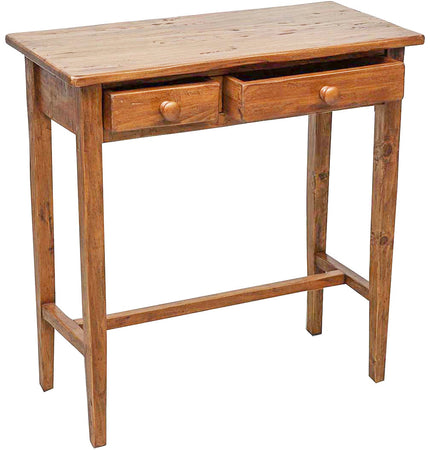 Biscottini Tavolino consolle Country in legno massello di tiglio finitura noce L73xPR36xH75 cm. Made in Italy