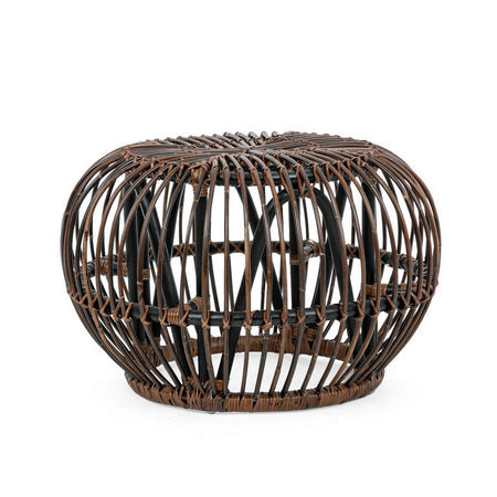 Tavolino-pouf "Doradal" struttura in rattan per arredamento