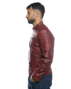 U05 - Biker Uomo Bordeaux in vera pelle