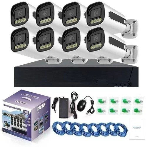KIT VIDEOSORVEGLIANZA HD 8 CANALI TELECAMERE IP Network POE 6 MP FULL COLOR NVR