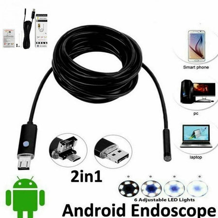 Telecamera Endoscopica 1.5 Metri Tubo Flessibile Usb 6led Impermeabile Ispezione