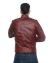 U05 - Biker Uomo Bordeaux in vera pelle