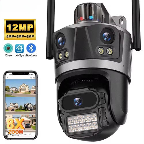 Telecamera PTZ 6K 12MP HD 3 lenti Zoom 8X WiFi Wireless CCTV Video Sorveglianza