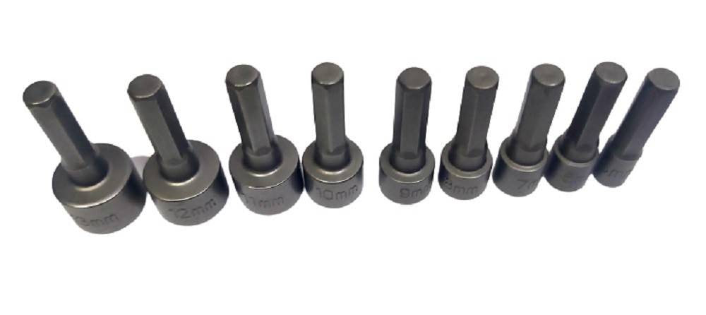Set 9 Inserti Chiave Esagonale Per Avvitatore Chiave A Bussola Codolo Esagonale