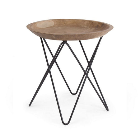 Tavolino "Zahira" con piano in radici di teak per arredamento