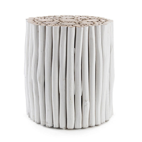 Tavolino Guadalupe in rami di teak con finitura di nitrocellulosa per arredamento