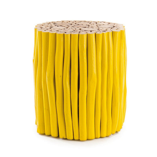 Tavolino Guadalupe in rami di teak con finitura di nitrocellulosa per arredamento